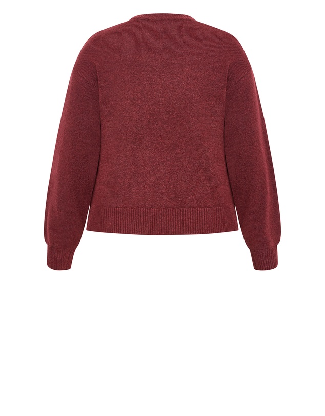 City Chic - Plus size Soho Crew Knit Jumper - burgundy