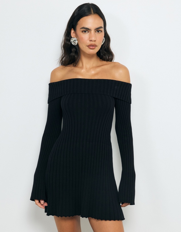 AERE - Gabi Off Shoulder Knitted Mini Dress