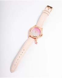 Lovisa - Kids Rose Gold Star Glitter Faux Leather Watch