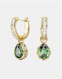 Swarovski - Chroma drop earrings, Pear cut, Green, Gold-tone plated