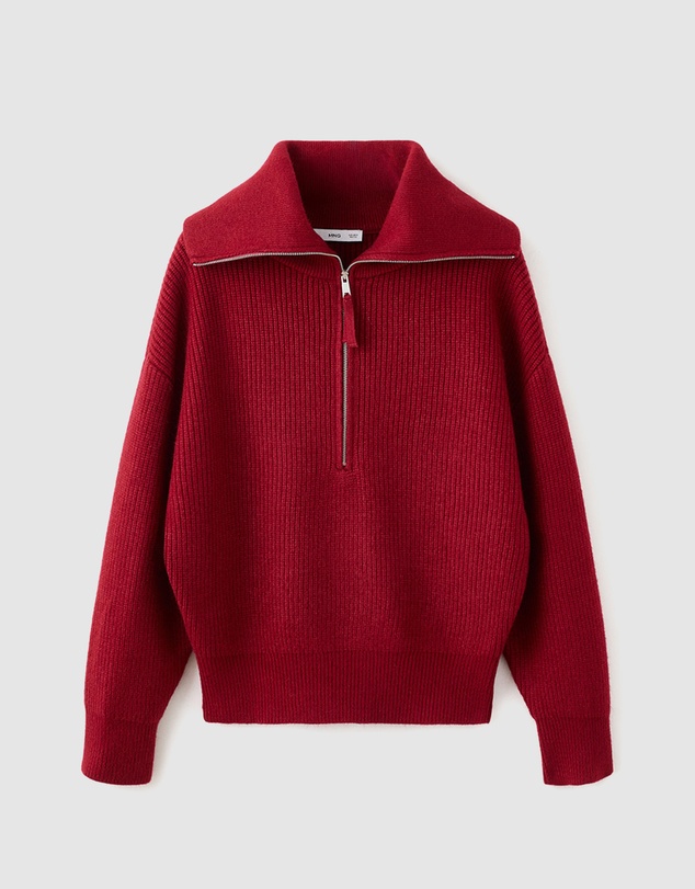 M.N.G - Funnel Neck Zip-Up Sweater