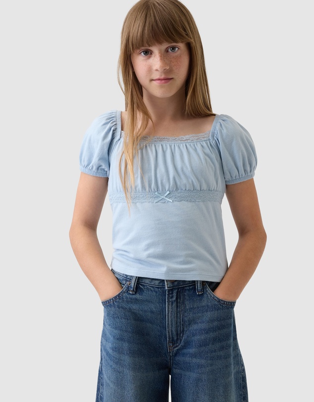 GAP - SS Lace Trim Top - Teens