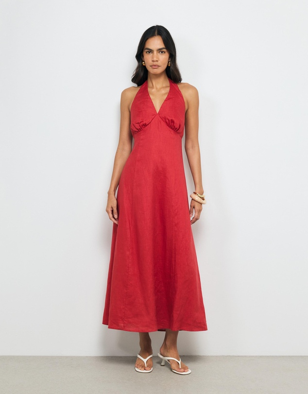 AERE - Lacey Halter Linen Dress