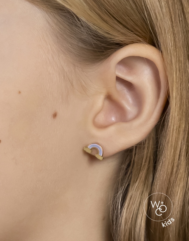 Wanderlust + Co - Rainbow Enamel Gold Flat Back Earrings
