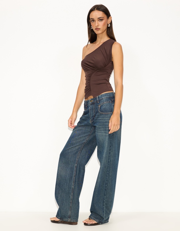 Dazie - Bouquet One Shoulder Ruched Top