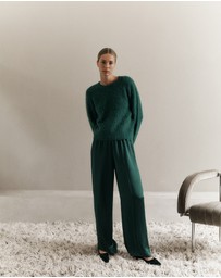 Trenery - Satin Pull On Pant in Forest