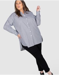 Love Your Wardrobe - Leah Stripe Curved Hem Over Shirt