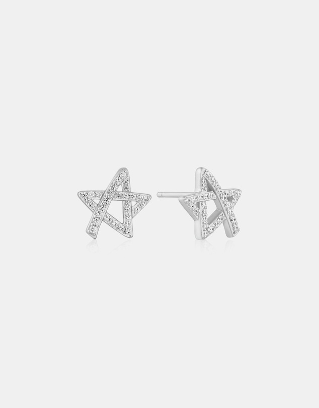 Ania Haie - Ania Haie Silver Asymmetric Five-Point Star Stud Earrings