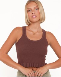 Petal & Pup - Berenice Ruffle Hem Knitted Top - Brown