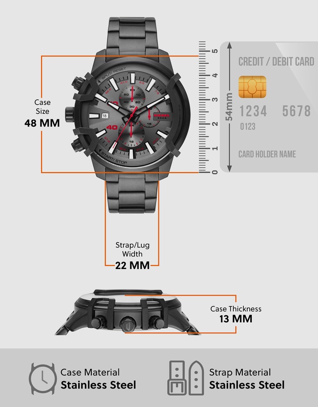 Diesel - Griffed Gun-Metal Chronograph Watch