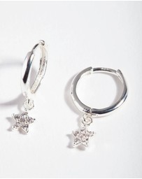 Lovisa - Sterling Silver Diamante Star Huggie Earrings