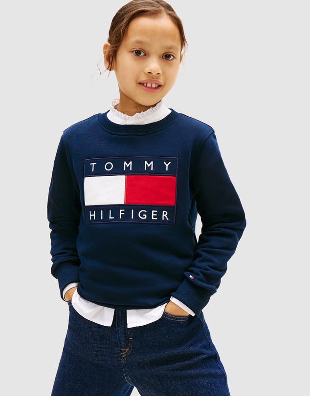 Tommy Hilfiger - Heritage Flag Applique Crew Neck Sweatshirt - Teens
