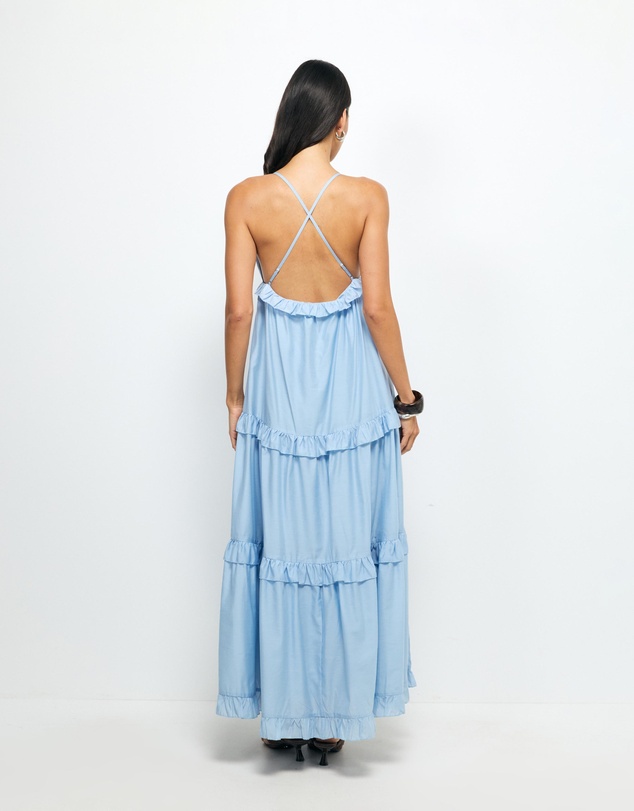 AERE - Ivara V-Neck Tiered Maxi Dress