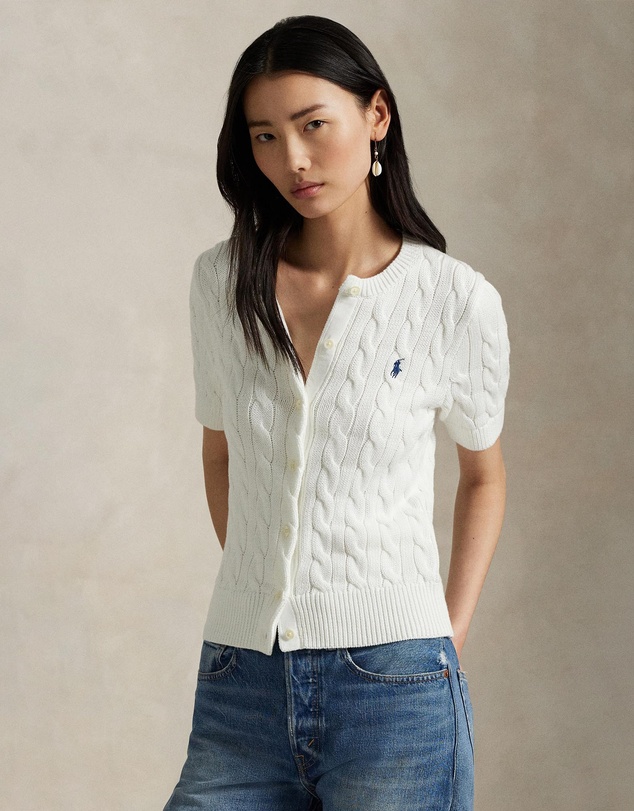 Polo Ralph Lauren - Cable-Knit Cotton Short-Sleeve Cardigan - The ICONIC Exclusive