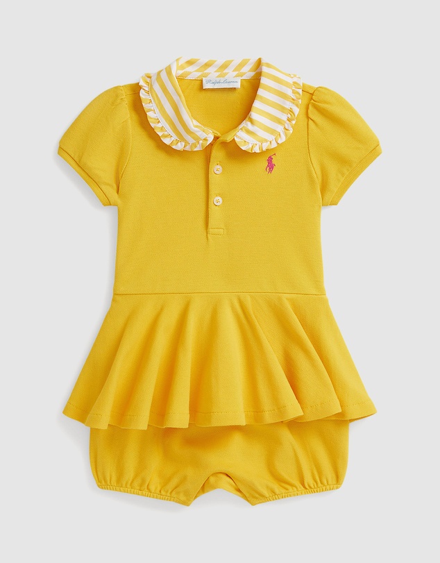 Polo Ralph Lauren - Contrast-Collar Mesh Bubble Shortall - Babies