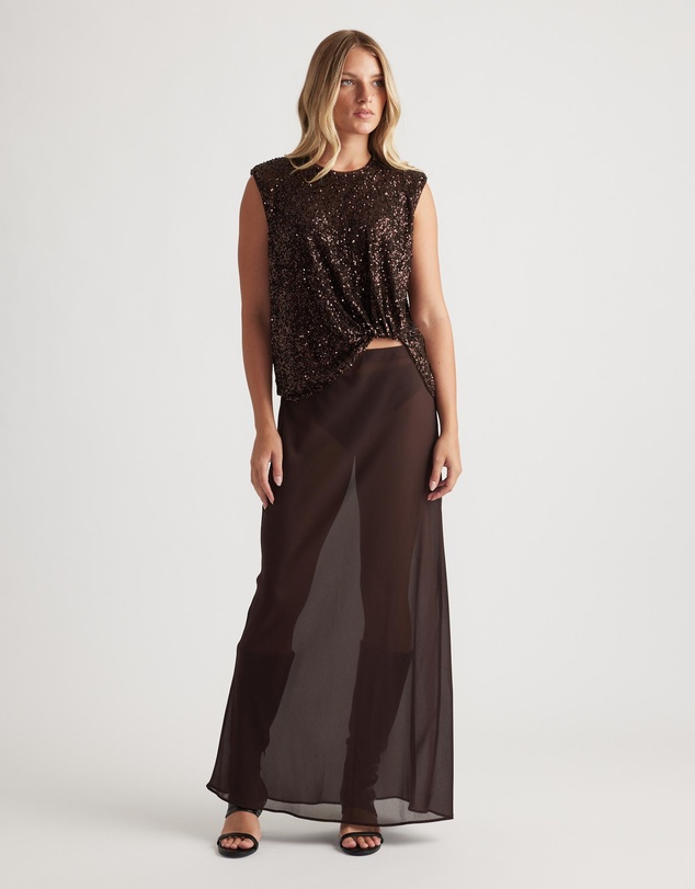 Decjuba - Nadia Sequin Front Knot Tee