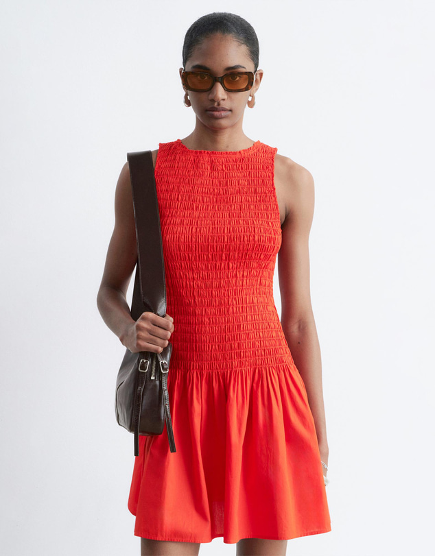 & Other Stories - Smocked Cotton Poplin Mini Dress