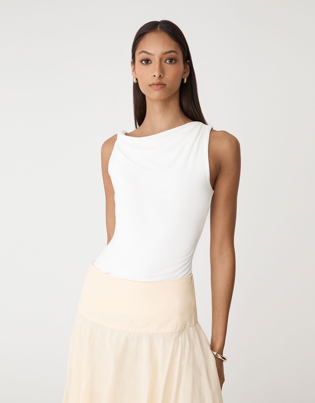 Forcast - Cici Bamboo Twist Shoulder Top