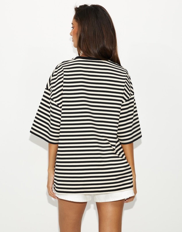 Dazie - Nostalgia Stripe Oversized Boyfriend Tee