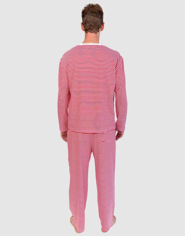 Sant And Abel - Men's Jersey Red Stripe Henley Top