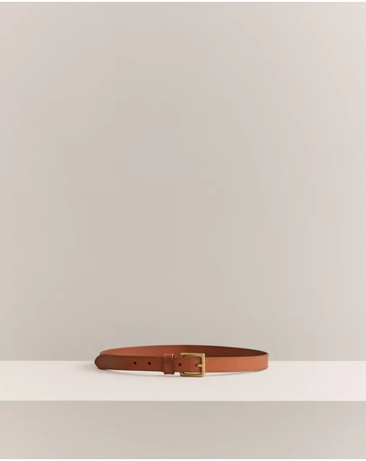 Trenery - Leather Slim Belt in Tan