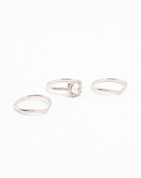 Lovisa - Silver Pointed & Halo Ring Pack