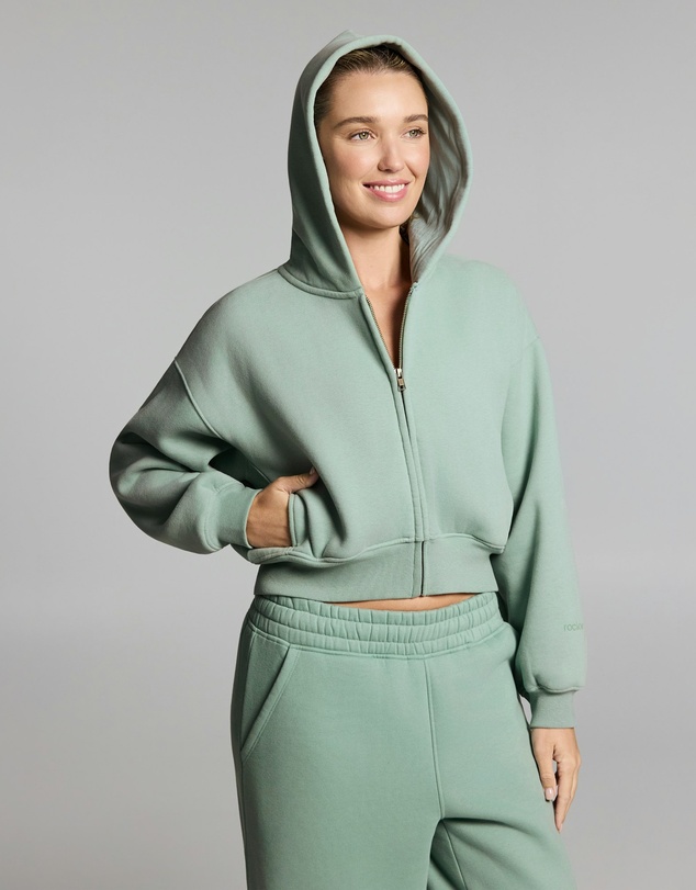 Rockwear - Luxe Fleece Cropped Zip Through Hoodie