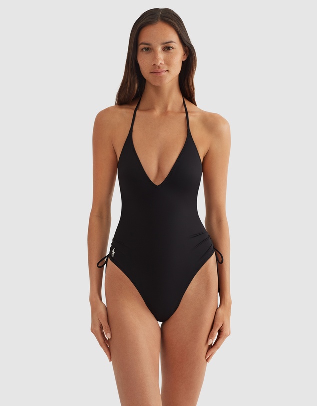 Polo Ralph Lauren - Signature Solids Plunge Low Back Halter Swimsuit