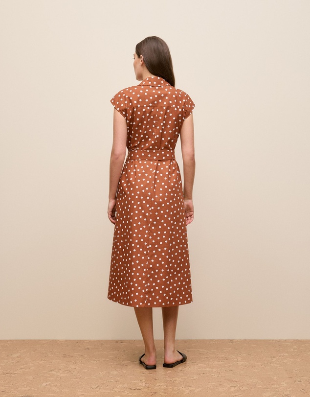 Trenery - Spot Poplin Cap Sleeve Shirt Dress in Burnt Orange
