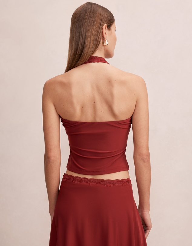 Forever New - Verity Lace Trim Halter Neck Top