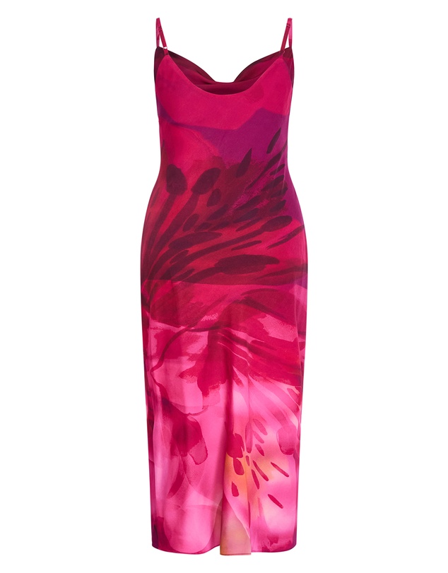 City Chic - Plus sizeSadie Print Slip Dress - raspberry
