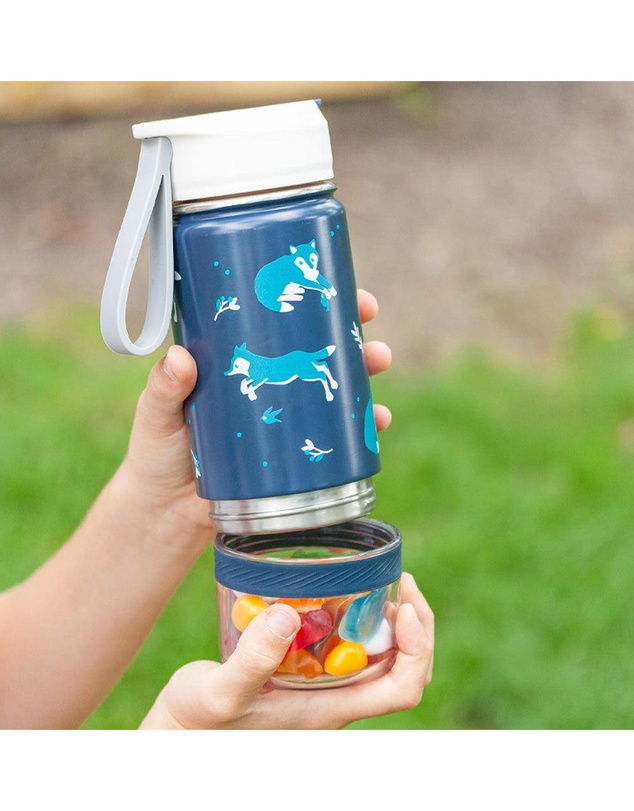Monbento - Monbento Twisty Kids Water Bottle with Snack Container- Wolf