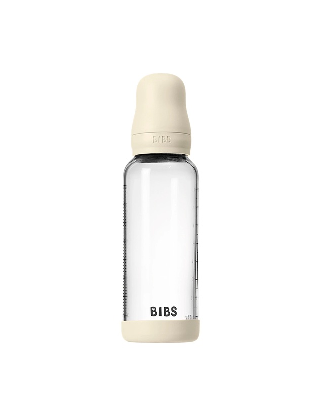 BIBS Denmark - Glass Baby Bottle Latex 1 pack 240 ml Medium Flow Ivory
