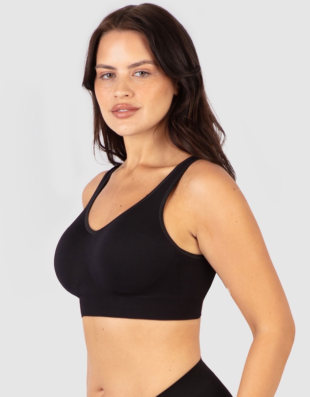 B Free Intimate Apparel - Wide Strap Wirefree Bra with Fixed Comfort Cups (A-B-C-D) Cup
