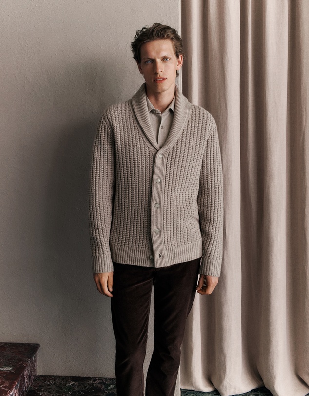 Trenery - Merino Textured Shawl Cardigan in Cinder