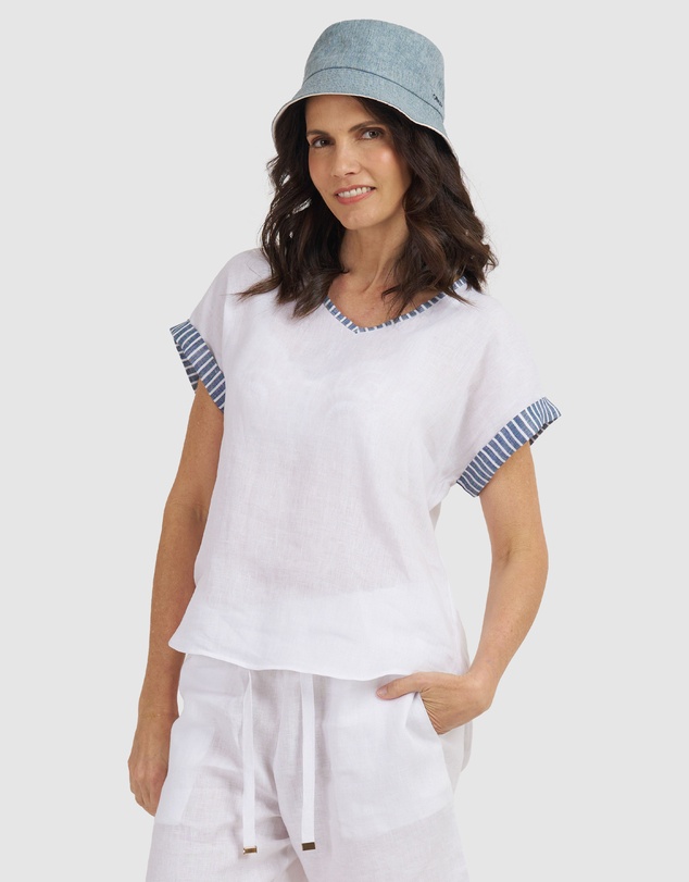 CAMIXA - Martina Linen V-Neck T-shirt