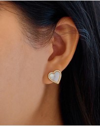 Ania Haie - Ania Haie Gold Mother of Pearl Halo Heart Stud Earrings