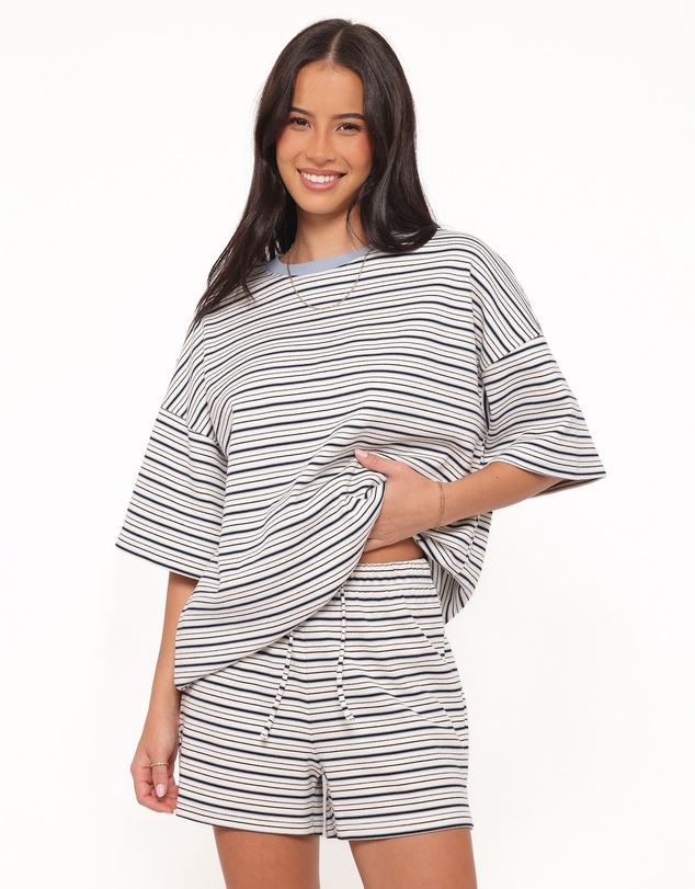 Petal & Pup - Hellen Stripe Short Set - Blue/Cream Stripe