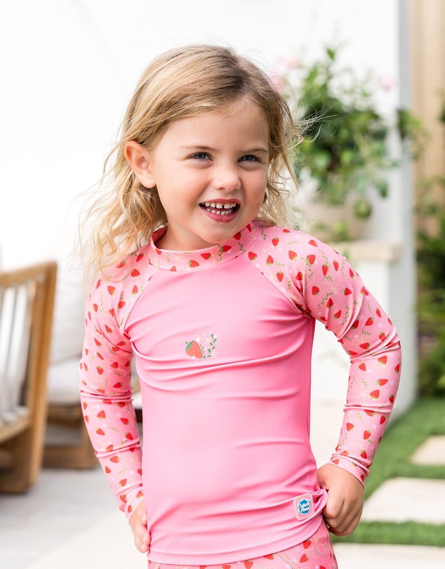 Splash About - Long Sleeve Rashies - Strawberry Field & Pink