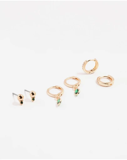 Lovisa - Gold Oval Stud & Hoop Earrings 3-Pack