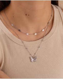 Wanderlust + Co - Butterfly Rainbow & Silver Necklace