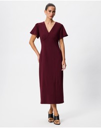 Tussah - Isabella Flutter Sleeve Crepe Midi Dress