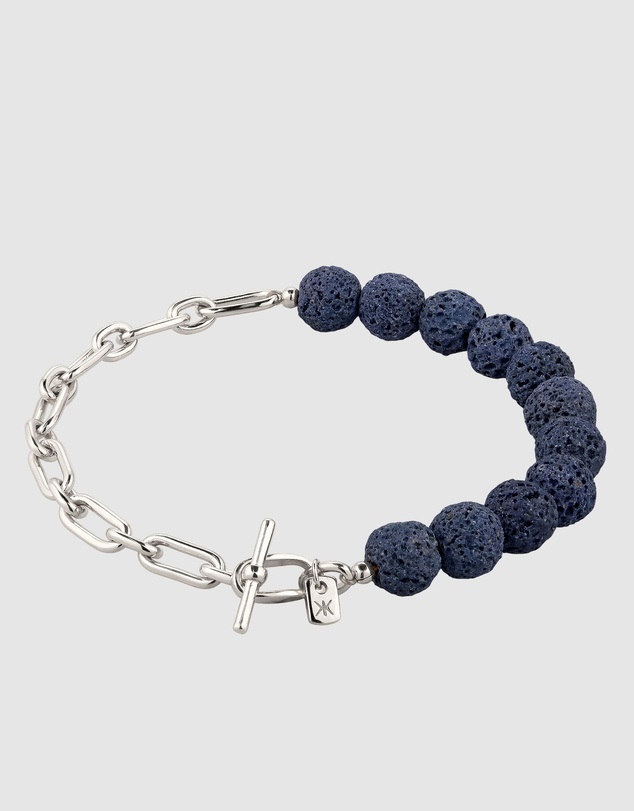 Kuzzoi - ICONIC EXCLUSIVE - Blue Lava Oval Link Chain Bracelet in 925 Silver