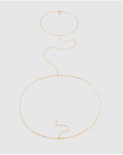Elli Jewelry - Heart Link Body Chain in Gold-Plated 925 Silver