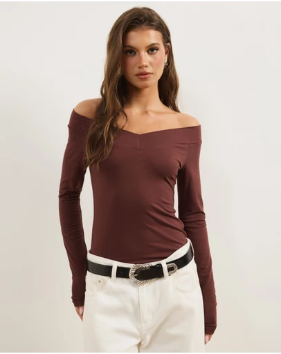 Atmos&Here - Lottie Off The Shoulder Long Sleeve Top