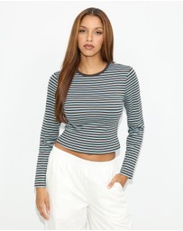 Dazie - Blush LS Stripe T-Shirt