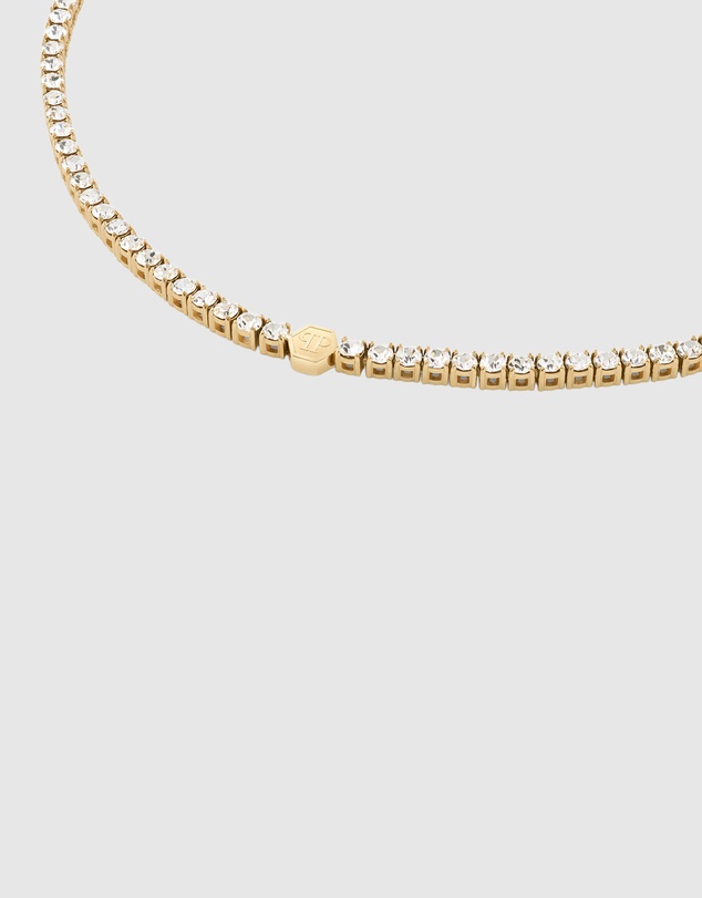 Philipp Plein - Plein Tennis Royal Gold-Tone Tennis Necklace White Crystal
