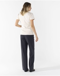 Angel Maternity - Mid Waist Maternity Relax Leg Work Pants - Dark Grey