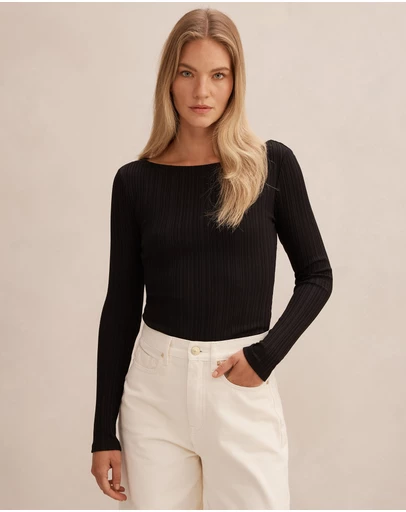 Forever New - Minka Ribbed Boat Neck Top