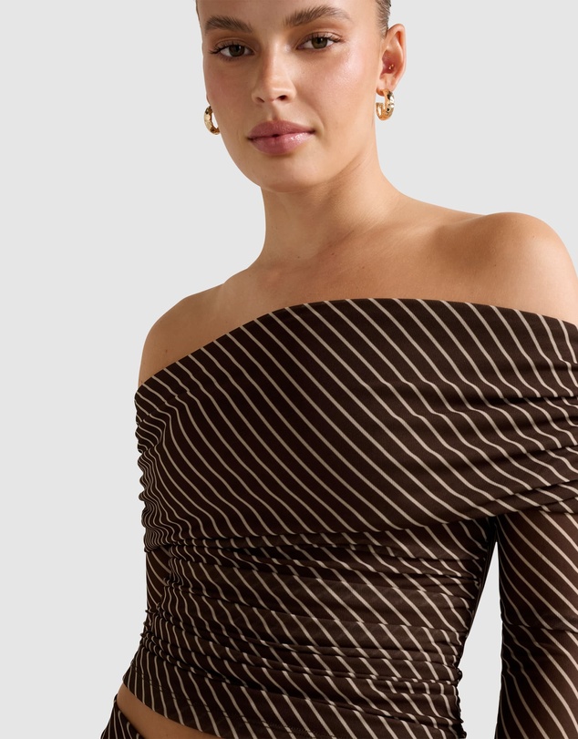 Forever New - Kaia Ruched Mesh Bardot Top
